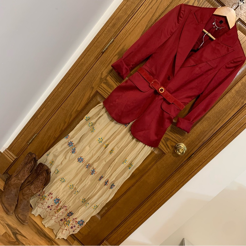 Embroidered Boho Crinkle Maxi Skirt - Picture 2 of 7
